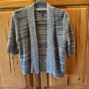 Chaps Women's Blue Marled Open-Front Short-Sleeve Cardigan Sweater-cotton&linen